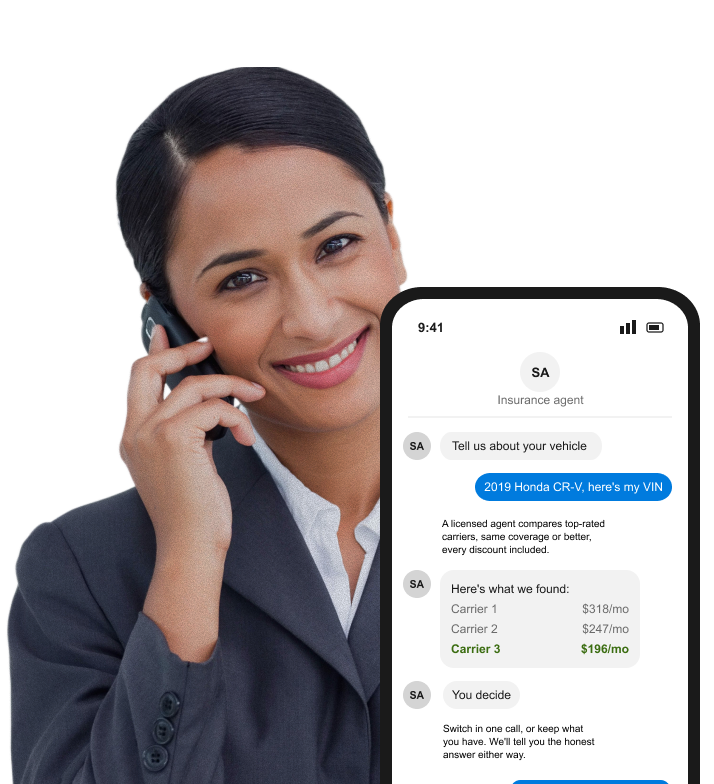 Stieber agent on the phone comparing carrier quotes in a three-step conversation